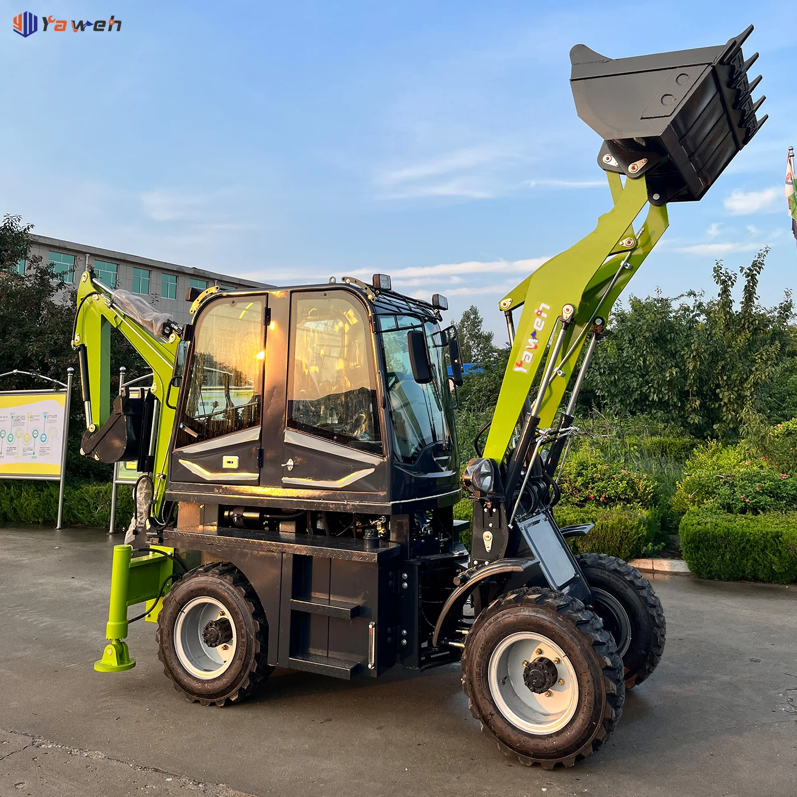 Новый небольшой экскаватор-погрузчик Yaweh 3.5ton 4WD сочлененный экскаватор-экскаватор с колесным погрузчиком мини-погрузчики