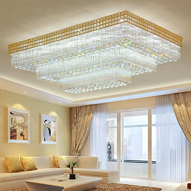 Luxury Home Hotel Decorative Crystal Shade Led Hanging Lamp Modern Nordic Ceiling Lighting Chandelier For Living Room