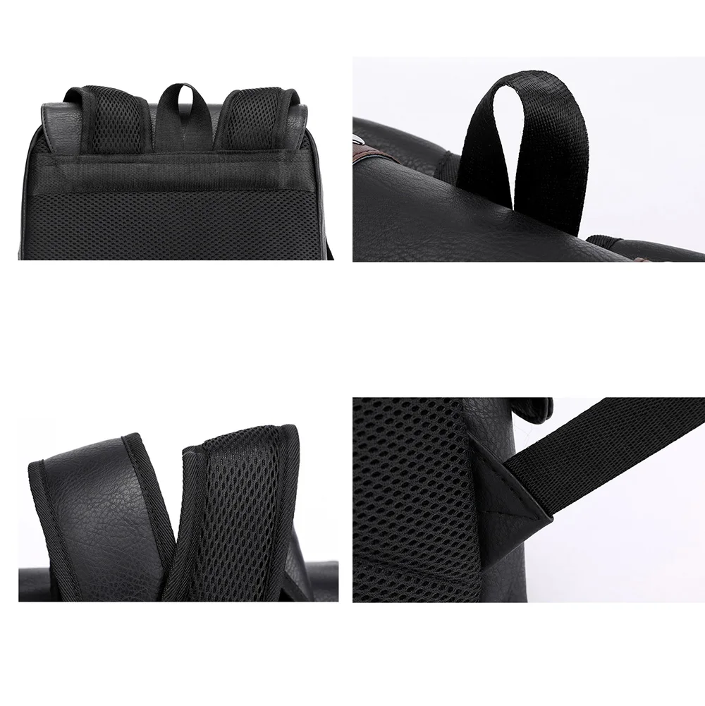 Large Capacity Soft PU Leather Backpack Leisure Fashionable College School Bag Computer Travel Laptop Backpack For Men and Women