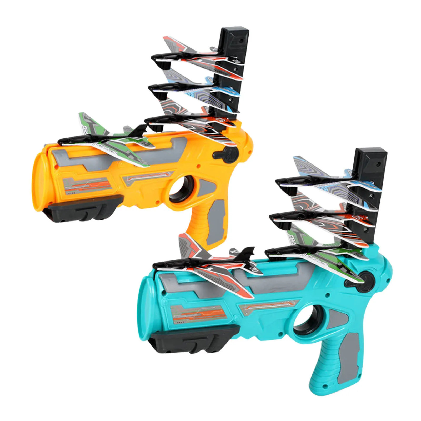One-click Ejection Foam Airplane Shooting Game Toy Catapult Plane Toy Gun Bubble Aircraft Pistol For Outdoor Kid Toys