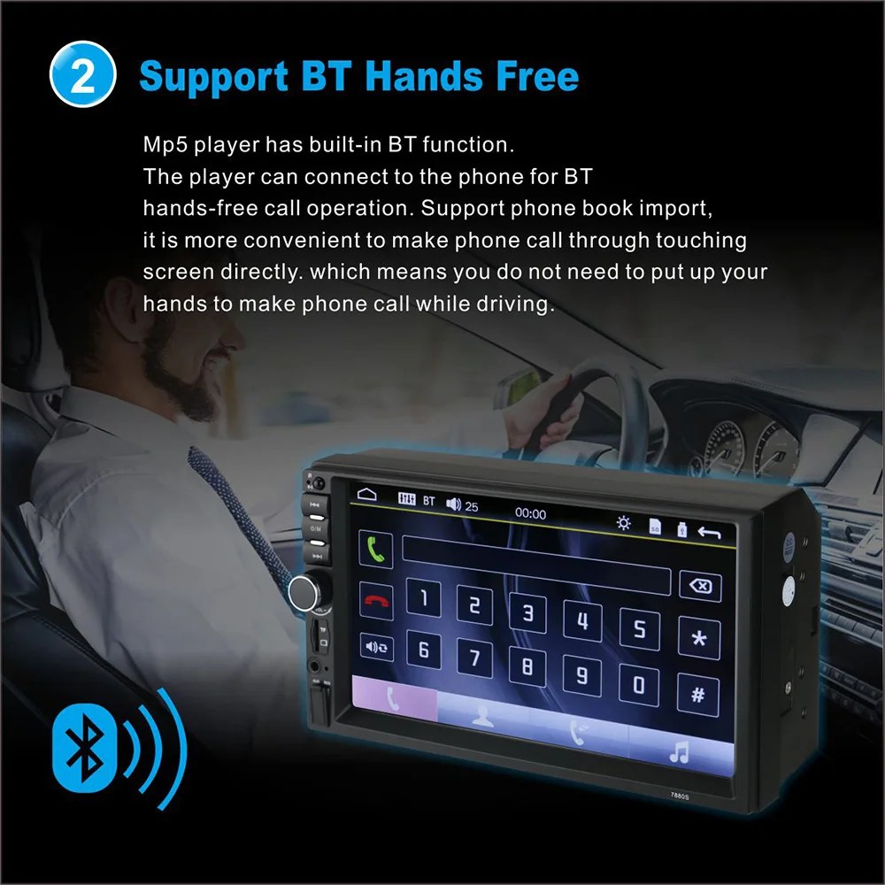 Universal 7 inch Car DVD Player 2 din Car Stereo Video with BT FM Radio Mirror link for Car Dashboard Audio System