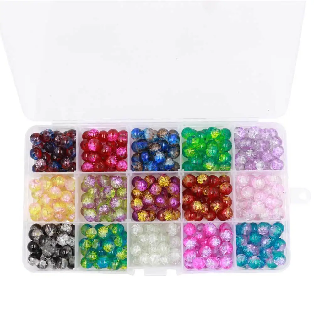 Wholesale  375pcs/Box DIY Making Sports 8mm Ball Round Glass Beads For Jewelry Findings Accessories Bracelet Making