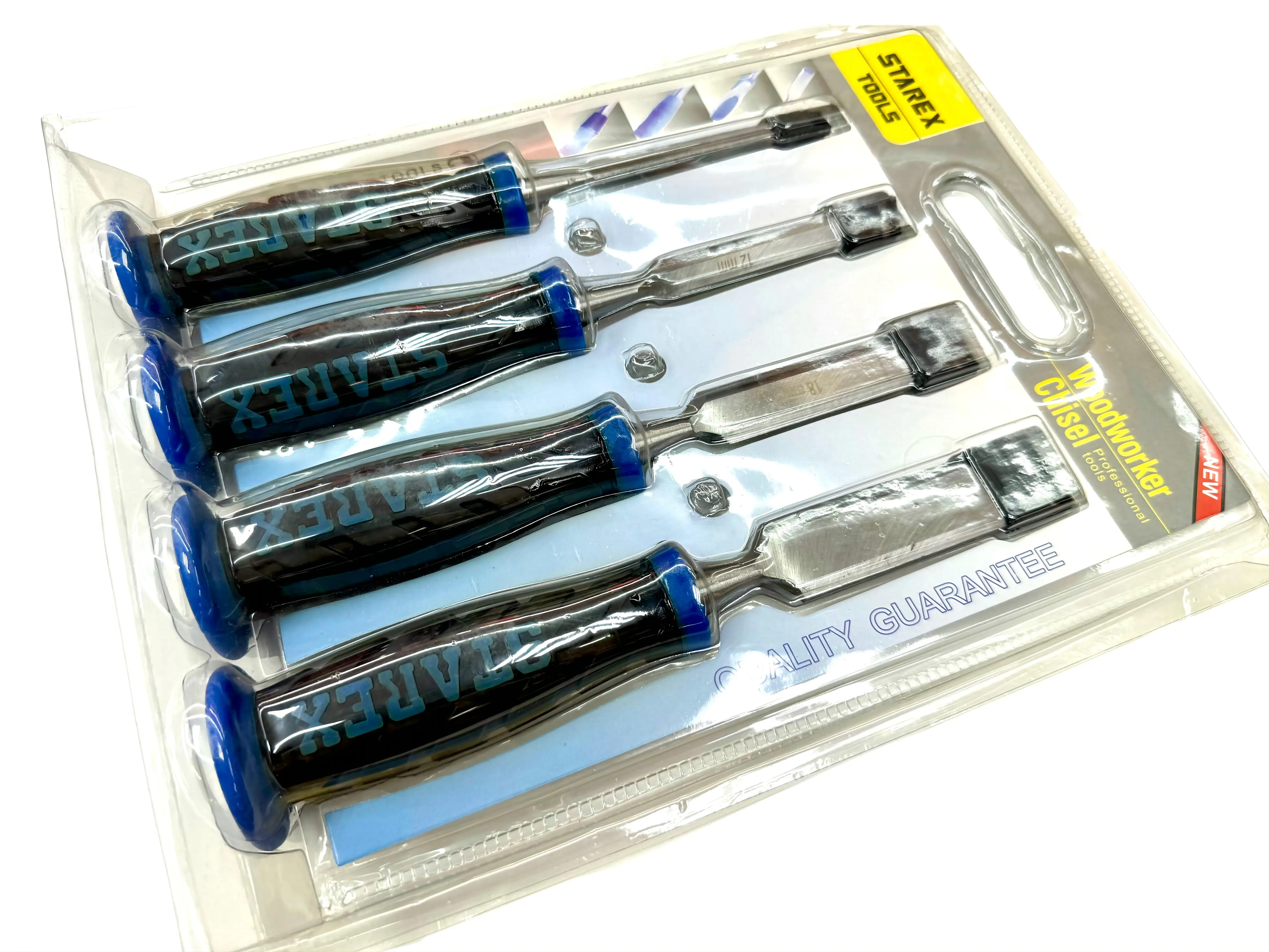 GK-F005 Professional and durable flat pointed woodworking chisel set, 4-pc set for wood 6mm 12mm18mm 25mm chisel set