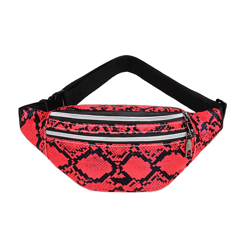 New Design Wholesale PU Woman Snakeskin Crossbody Chest Bag Female Fanny Pack Bag