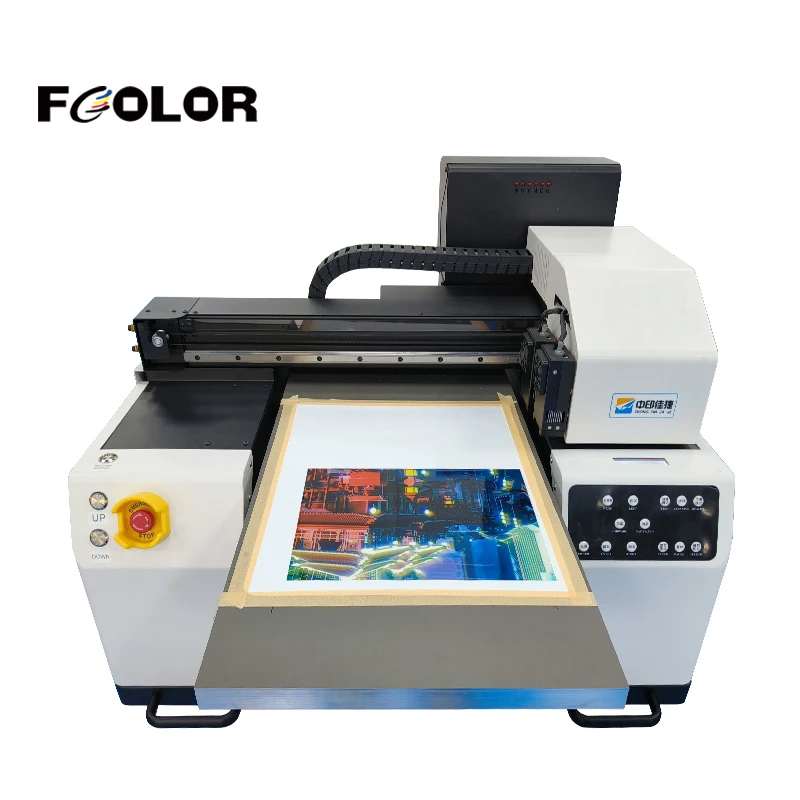 FCOLOR Inkjet UV Printers A2 A3 Size Two Heads Professional on Phone Case Pen Golf Glass Bottle Can Flat Bed UV for Print