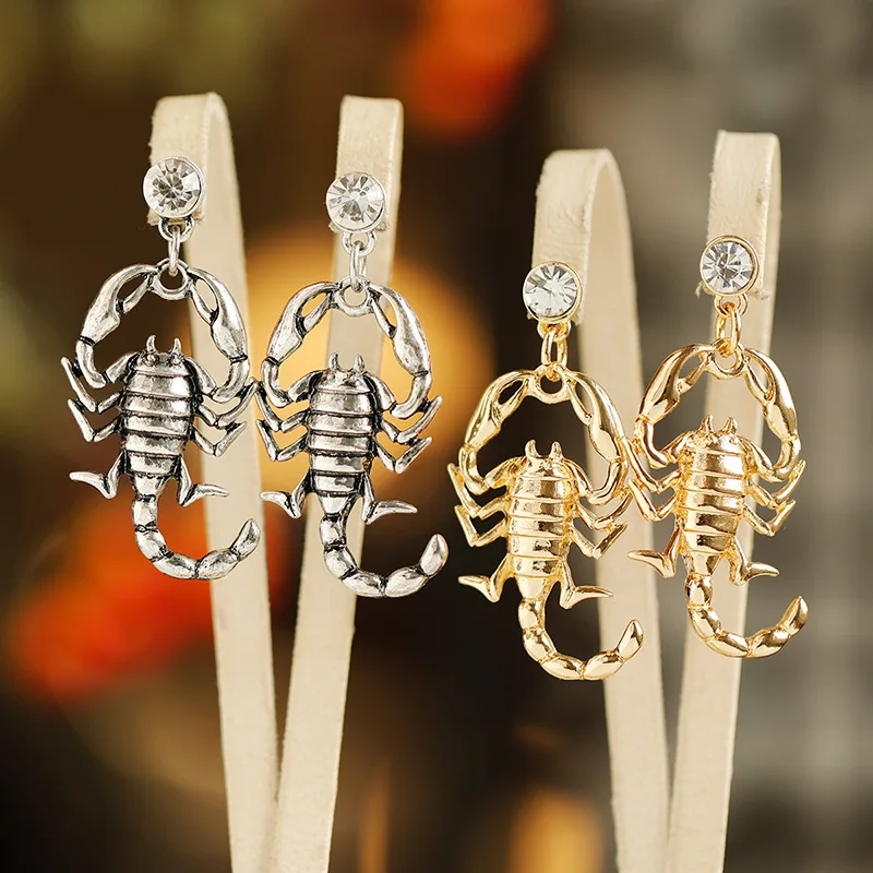 Hot Sale Punk Jewelry Unique Earrings Temperament Shiny Diamond Earrings Premium Silver Gold Scorpion Earrings Gifts for Women