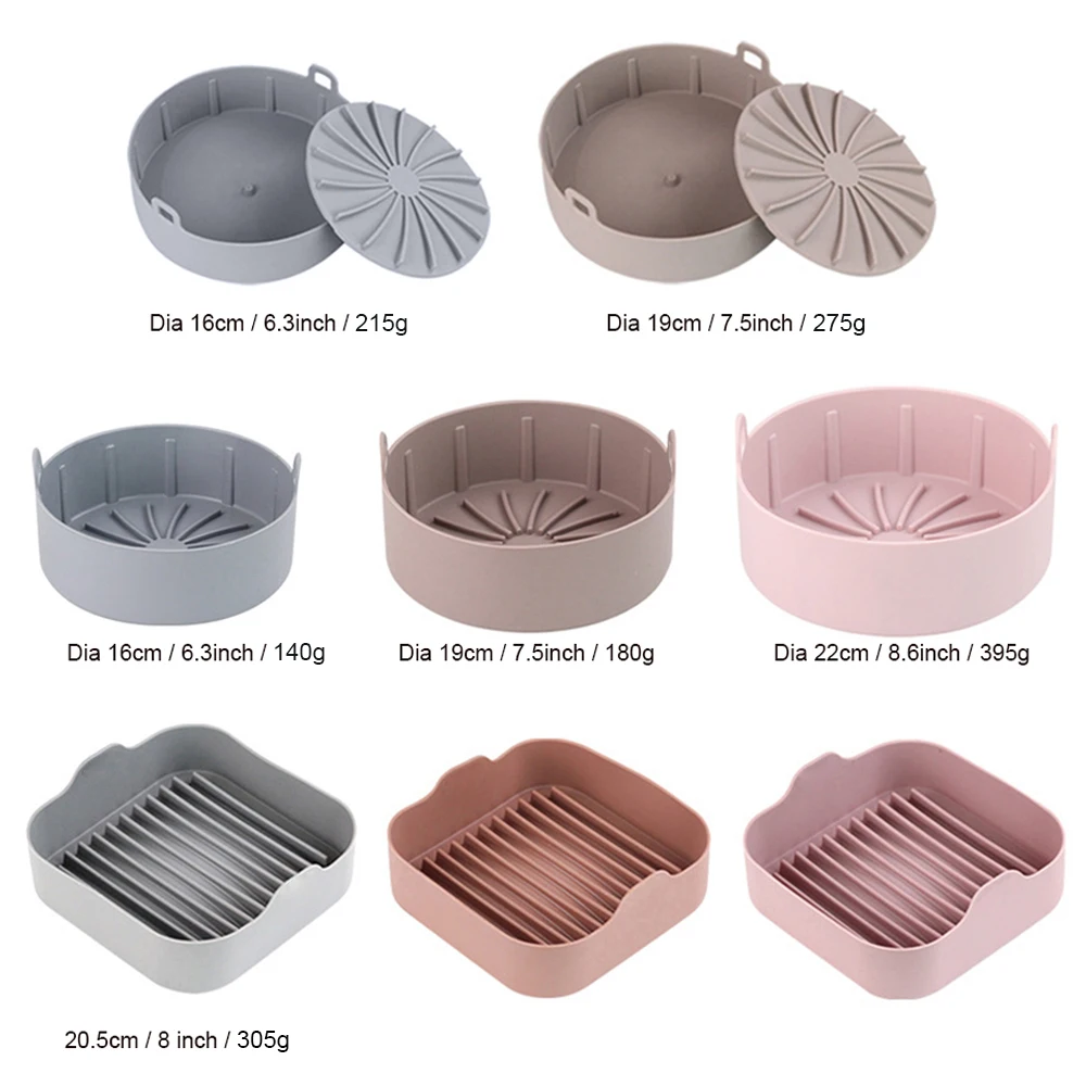Easy To Clean Repeatable High Temperature Resistant Silicone Air Frying Pan Fryer Accessory Pan for Kitchen Cooking