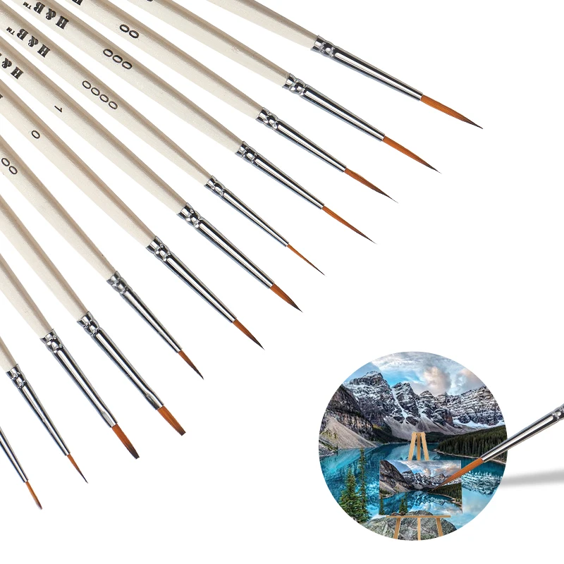 wholesale 12 miniature synthetic nylon kids artist oil paint brush