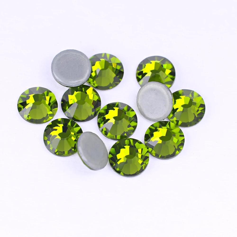 Olivine Hotfix Rhinestones Flatback Glass rhinestone wholesale lead-free rhinestone beads for Garment diy accessories