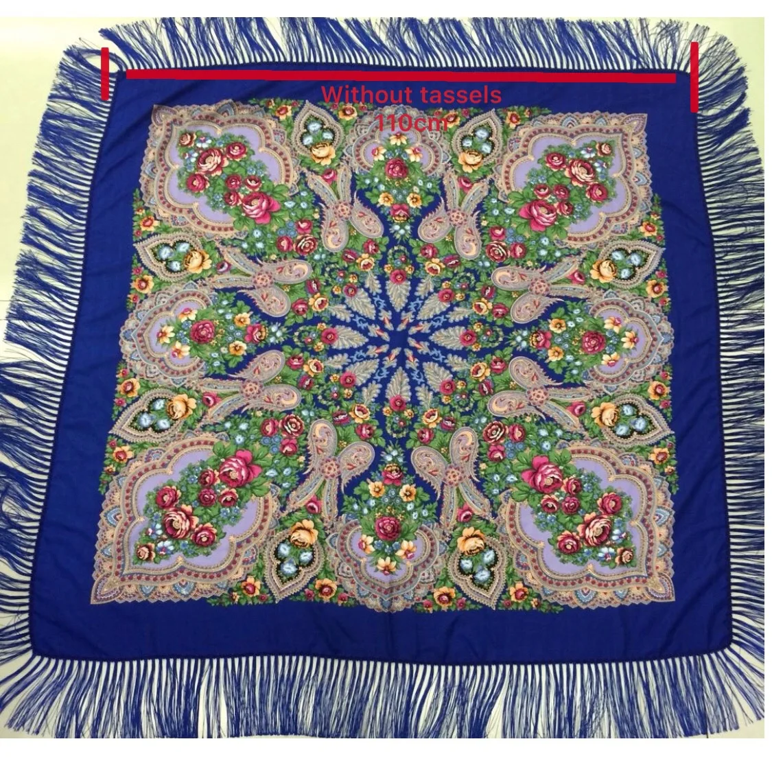 Long fringe russian shawl wrap floral pattern warm thick print women squares scarf