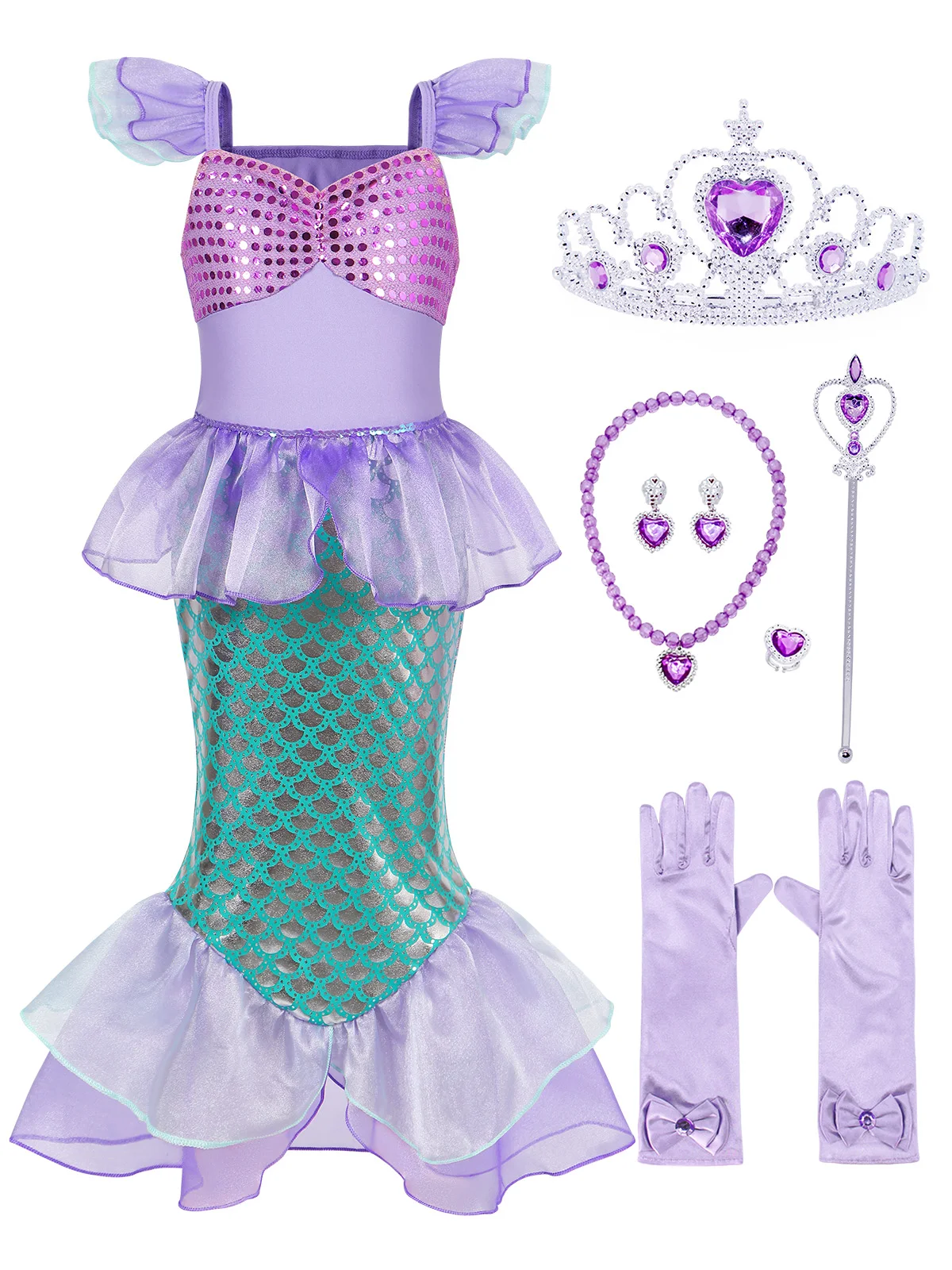 Girls Mermaid Dress Charm Princess Dress Cosplay Costumes For Kids Girl Mermaid Birthday Party Stage Dress Halloween Clothing