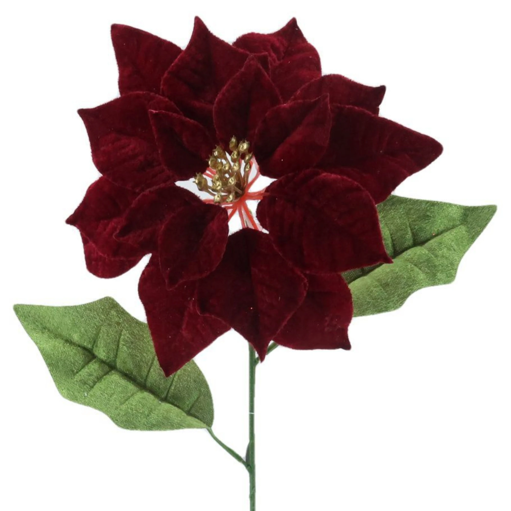 2025 Realistic Artificial Red Velvet Poinsettia Flowers for Christmas Decor Pascua Artificial Flower Christmas Para Navidad