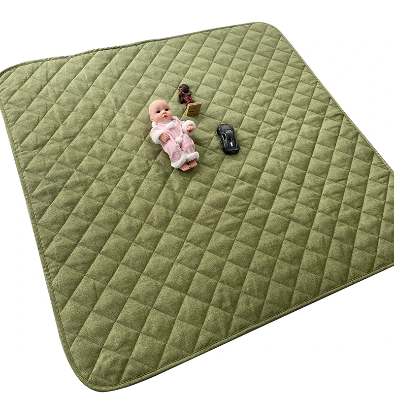Baby Play Pad  linen Deluxe Baby Quilted Play Pad Baby and Child Play Pad