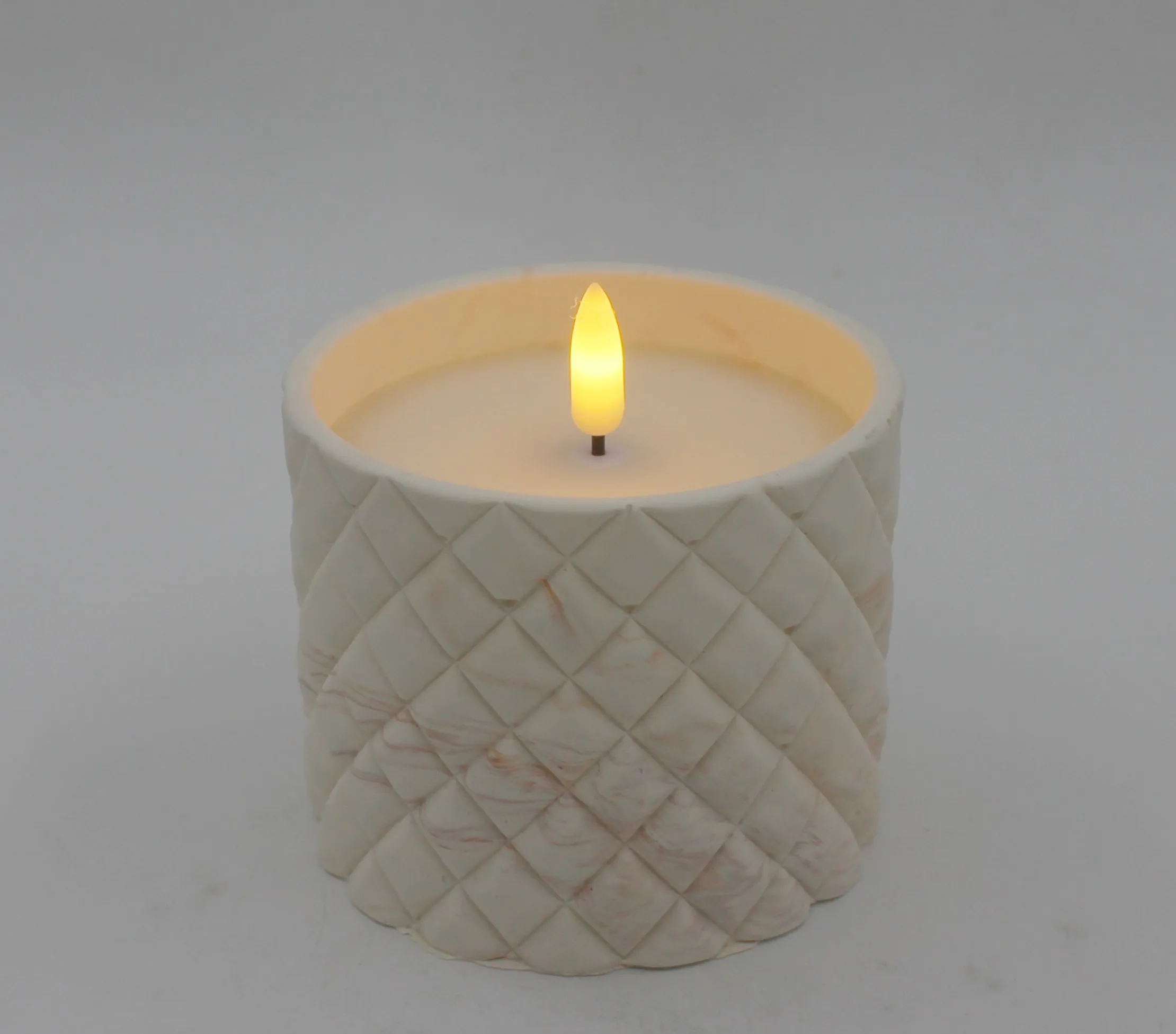 A popular diamond shaped cement 3D electronic candle for home decoration