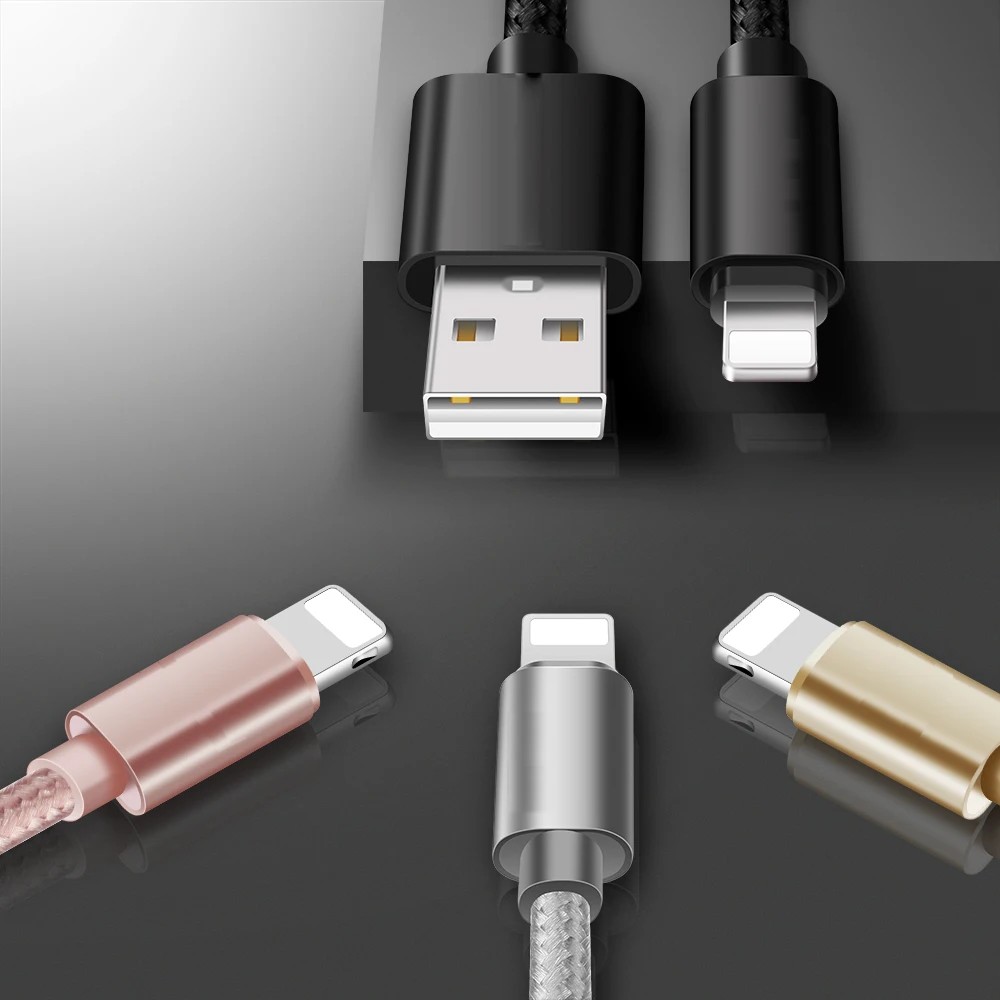 1m Nylon Braided Fast Charging data 8Pin USB Cord for iphone Cable
