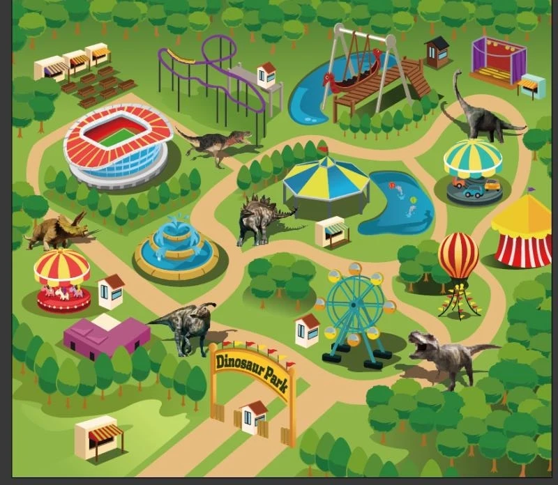 Dinosaur Toys Activity Play Mat Trees, Educational Realistic Dinosaur Play Set to Create a Dino World Including T-Rex Tricerator