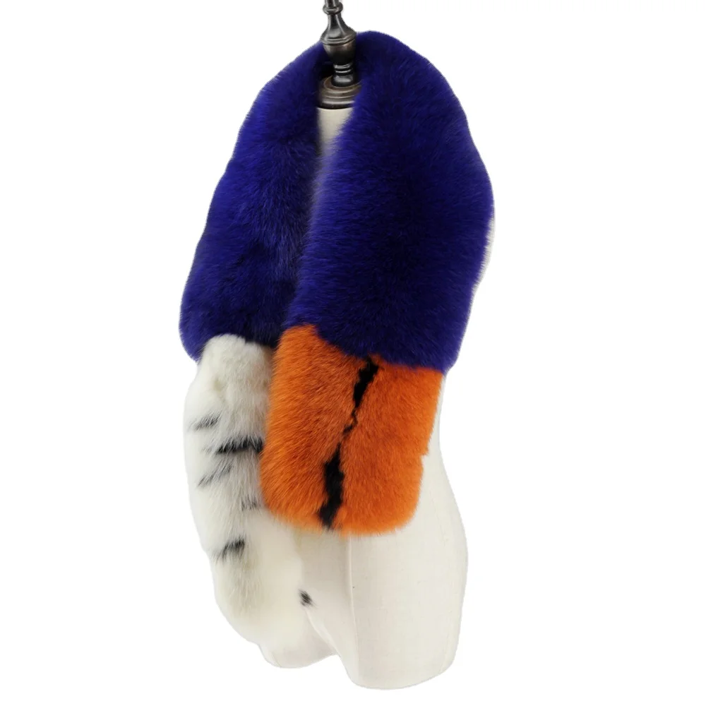 Женский длинный шарф с хвостом, зимний теплый шарф из натурального Лисьего меха, в стиле Звезд, для подиума