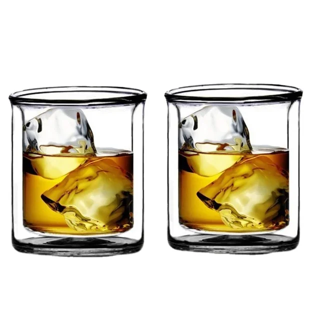 hand made promotional double wall glass beer mug