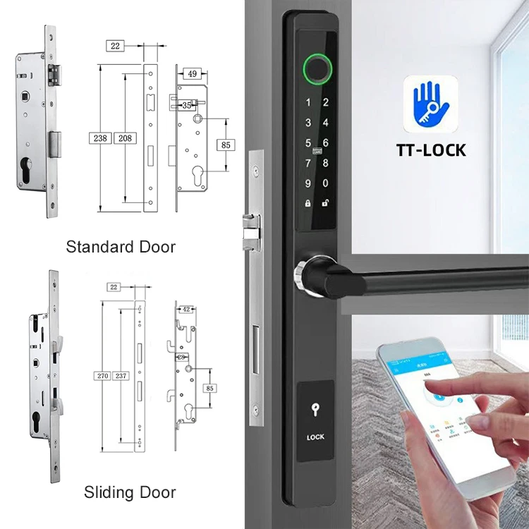 Oem Fingerprint Locker main door Locks with USB Charging doorlock Black home tuya ttlock smart dool lock candado inteligente