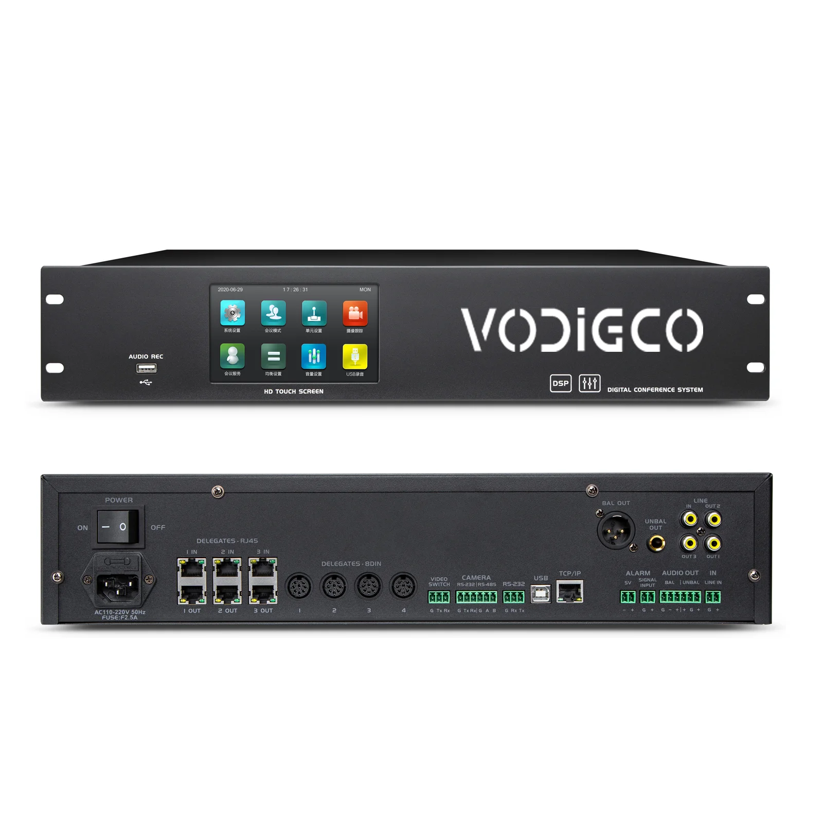 VODIGCO VCS-HR8630M Intelligent Conference System Digital Audio Microphone Conference Host Controller for Major Programs