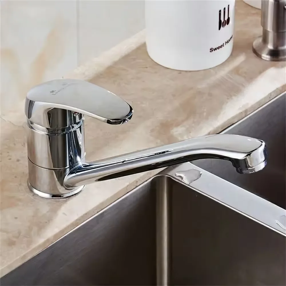 High Quality Contemporary Single-Handle Brass Kitchen Faucet Ceramic Valve Core Metered Feature Factory Direct China Cold Water