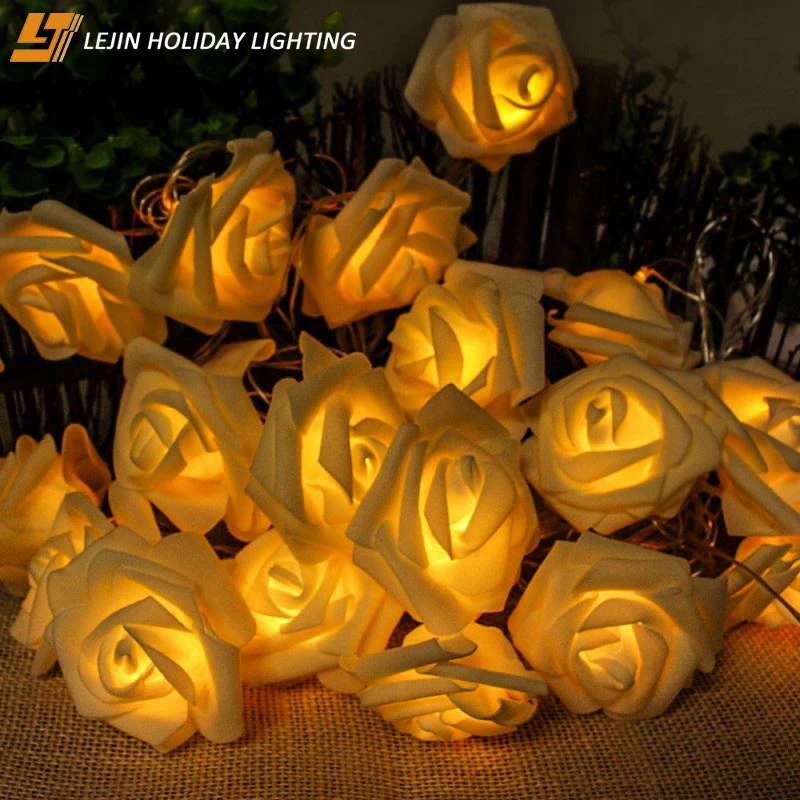 Lejin 5 м 20 светодиодов роза цветок ПВХ зеленый светодиод Фея на Рождество