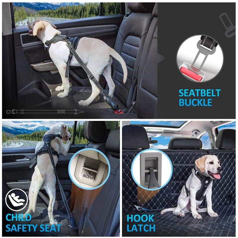 Best Quality Elastic & Durable Car Harness Retractable Dog Car Seat belt Adjustable Nylon Pet Seat Safety Belt for Vehicle