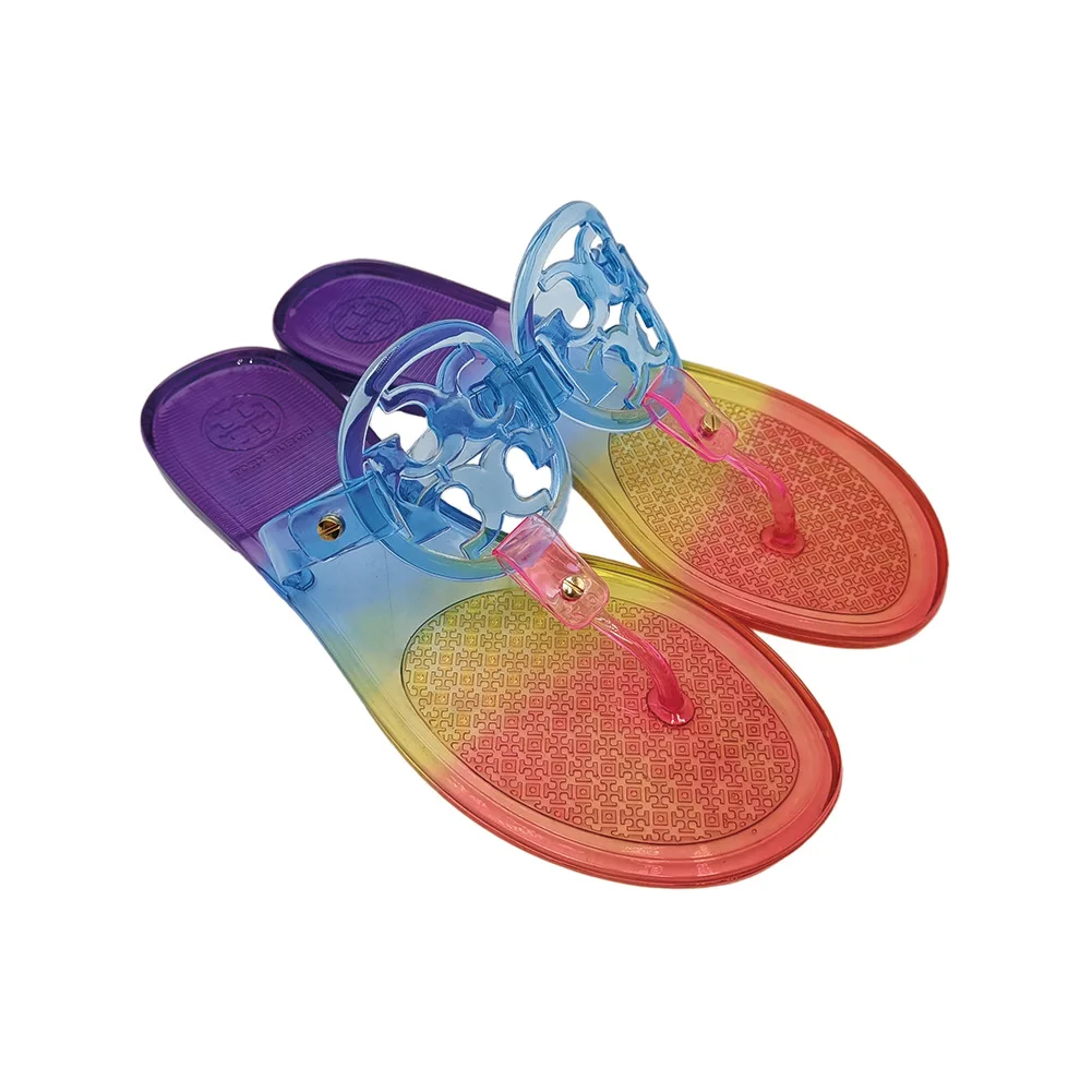 Новинка 2023, летние шлепанцы, женские прозрачные Шлепанцы из ПВХ с кристаллами, сандалии-желе на плоской подошве