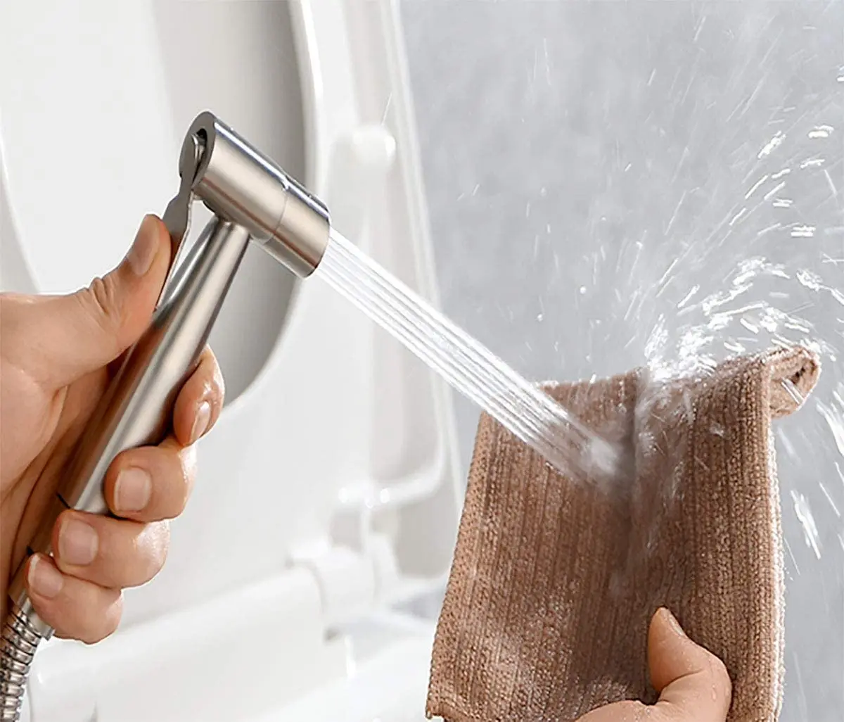 Redge - Handheld Bidet Sprayer for Toilet-Adjustable Water Pressure Control with Bidet Hose for Feminine Wash, Stainless Steel