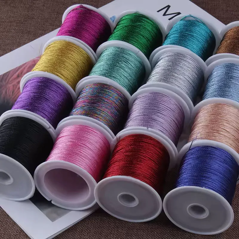 Wholesale Mix Colorful Metallic yarn lurex yarn glitter thread nylon metallic sewing thread metallic embroidery threads