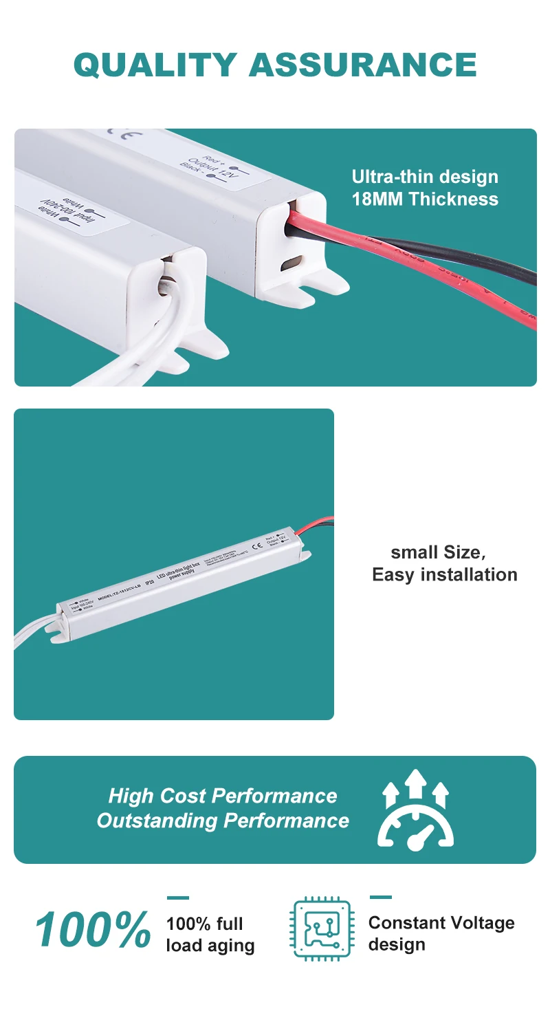 TZ-3612CV-LB  12V 3A 36W 12W 18W 24W 36W 48W 60W 72W 24V Slim LED Driver