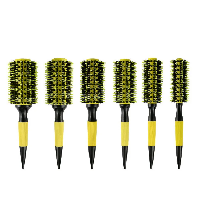 custom hot selling cepillo secador ceramic rolling comb boar bristle detangle curling hair brush comb pein enlar