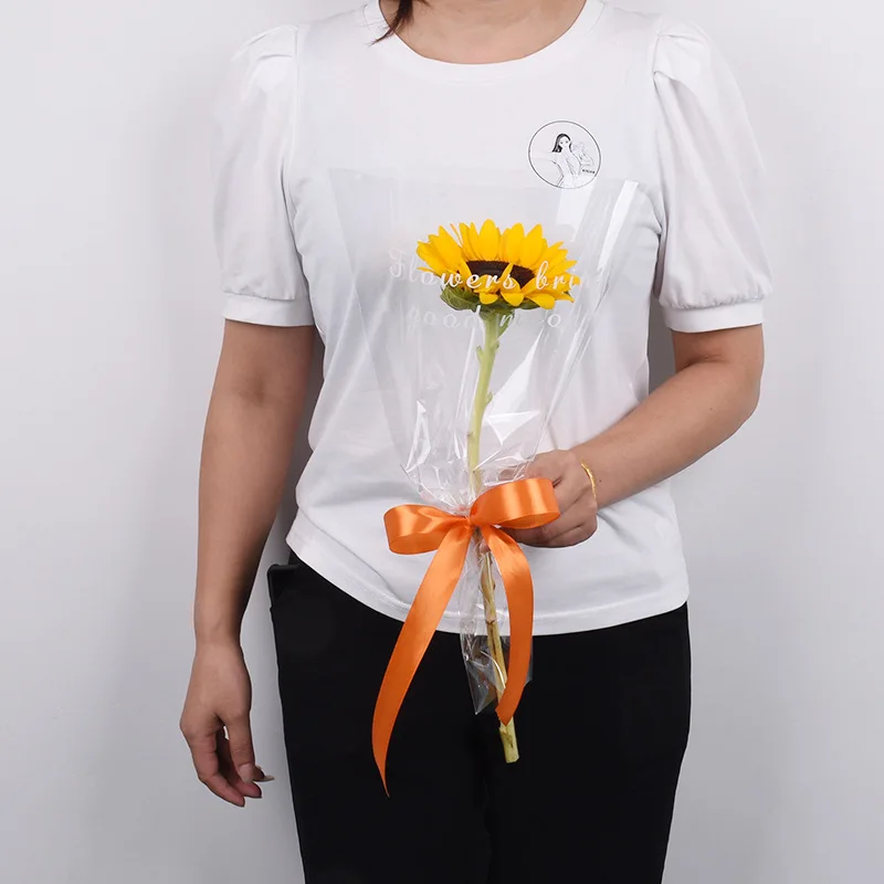 Florist packaging Material Clear OPP rose bouquet sleeves waterproof transparent flower bags