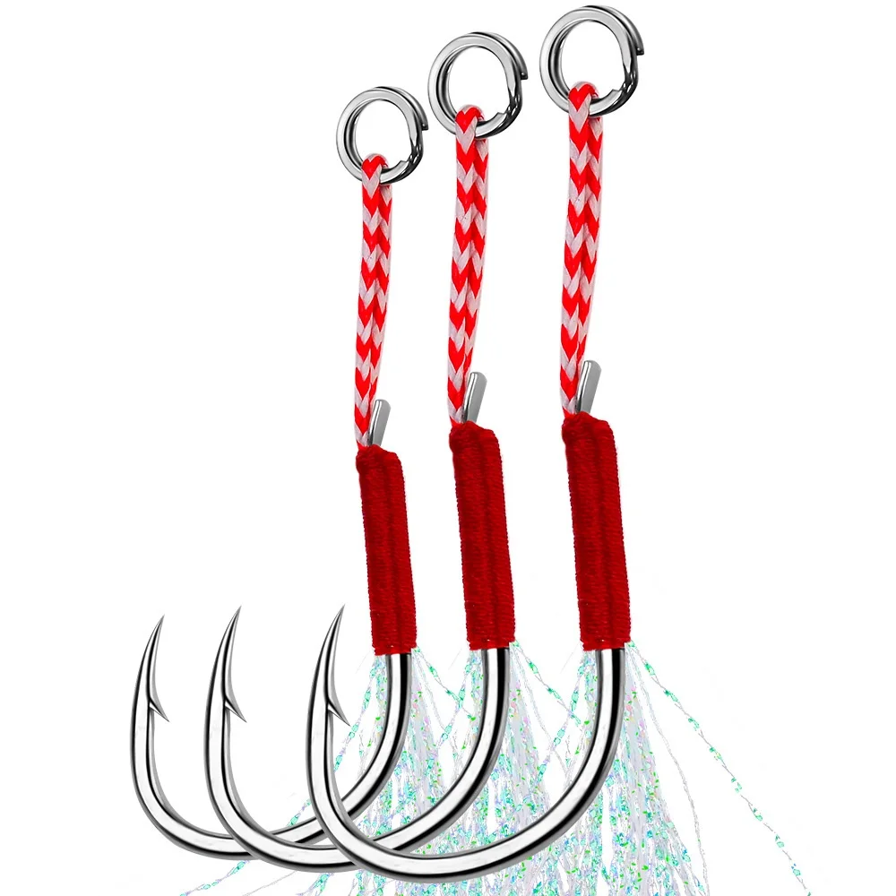 JETSHARK Wholesale Single Fishing Hook 11#-20# Bright Wire Black / Silver Bright Silk High Carbon Steel Jig Fishing Hook