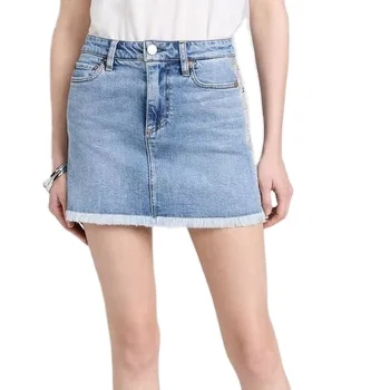 Casual Custom OEM ODM Cheap Wholesale Button Pocket Split Long Denim Skirt For Ladies