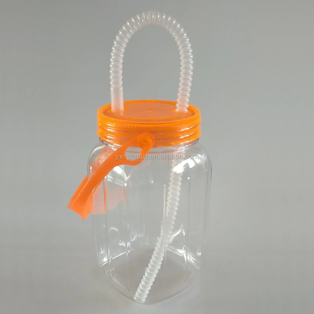 25oz square plastic candy storage jar with/without handle and screw lid