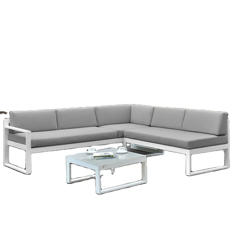 New Design Leisure Patio garden white aluminum sofa set outdoor lounge