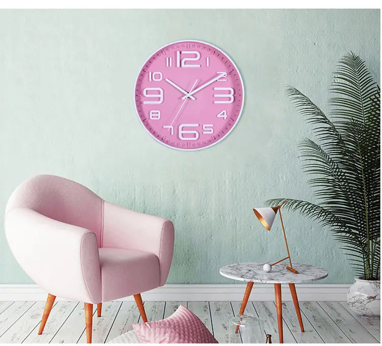 Preciser Color series Green Shinny Clock Face Round Silent Wall Clocks For Living Room