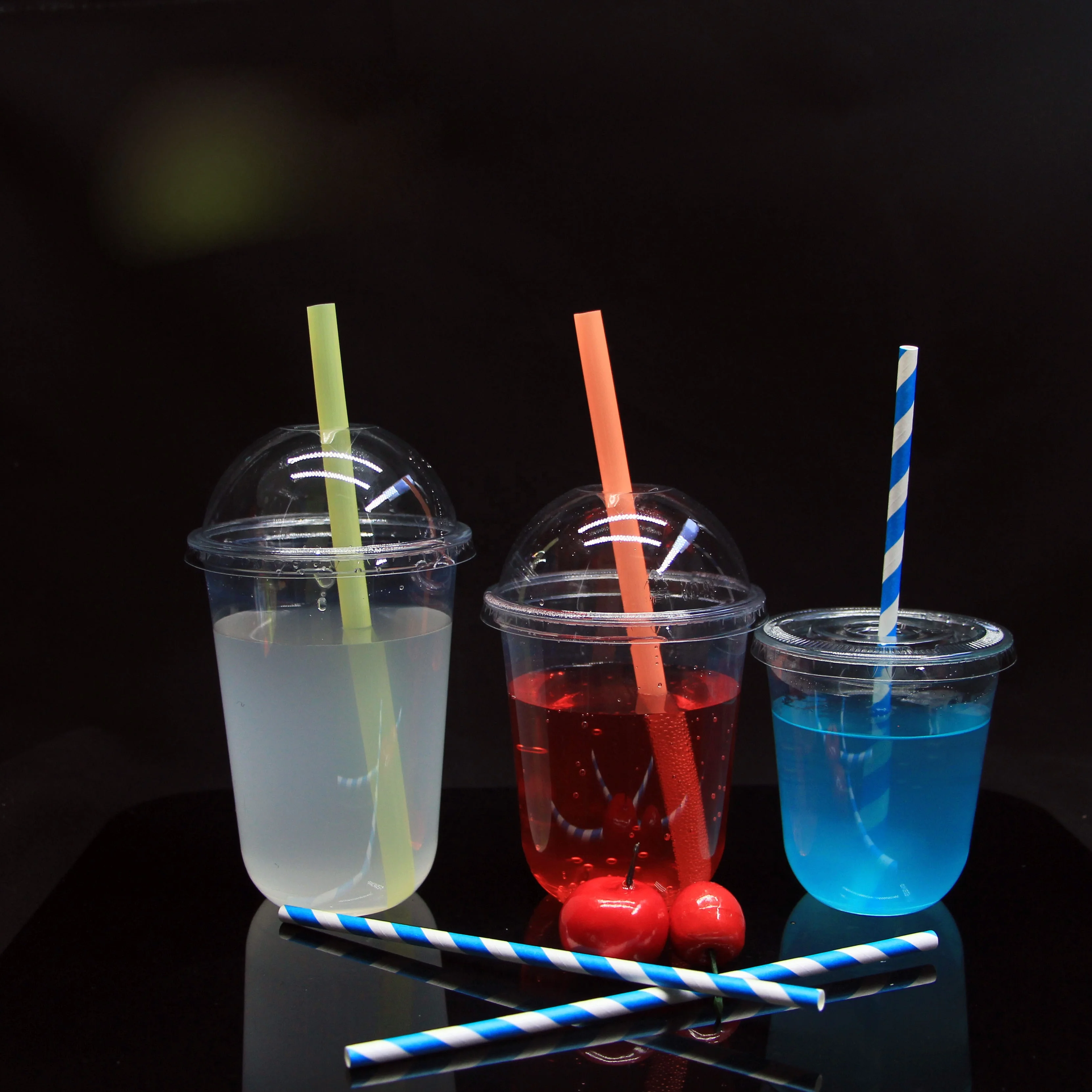 98mm U shape milk boba tea plastic cup with 16oz 20oz 450ml 600ml