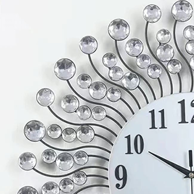 77*77cm Top Quality 3d Modern Luxury Diamond Clock Large Decorative Office Metal Art Wall Clock