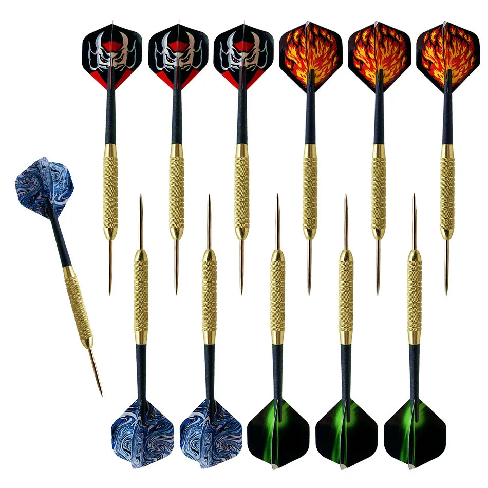 12 Pieces 18 G  Steel Tip Darts Set  With Flghts Aluminum Shafts