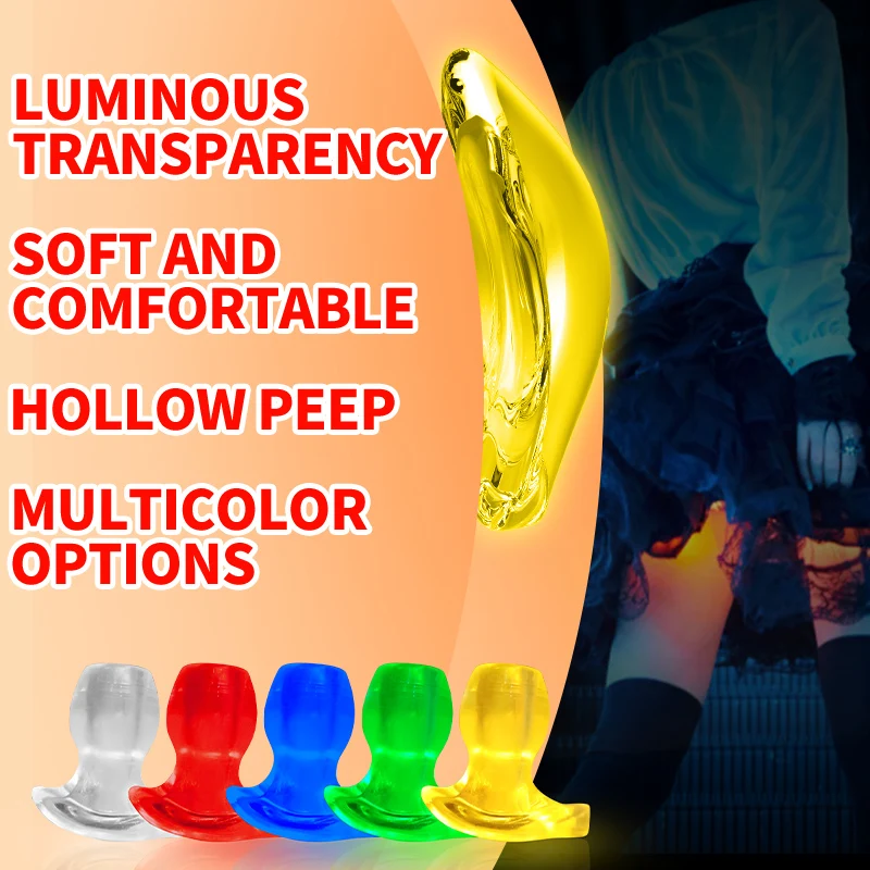 Soft Silicone Lighted Dilator Anal Speculum  In Sex Toys Women Vaginal Anus Spreader Flashing Light Anal Hollow Butt Plug