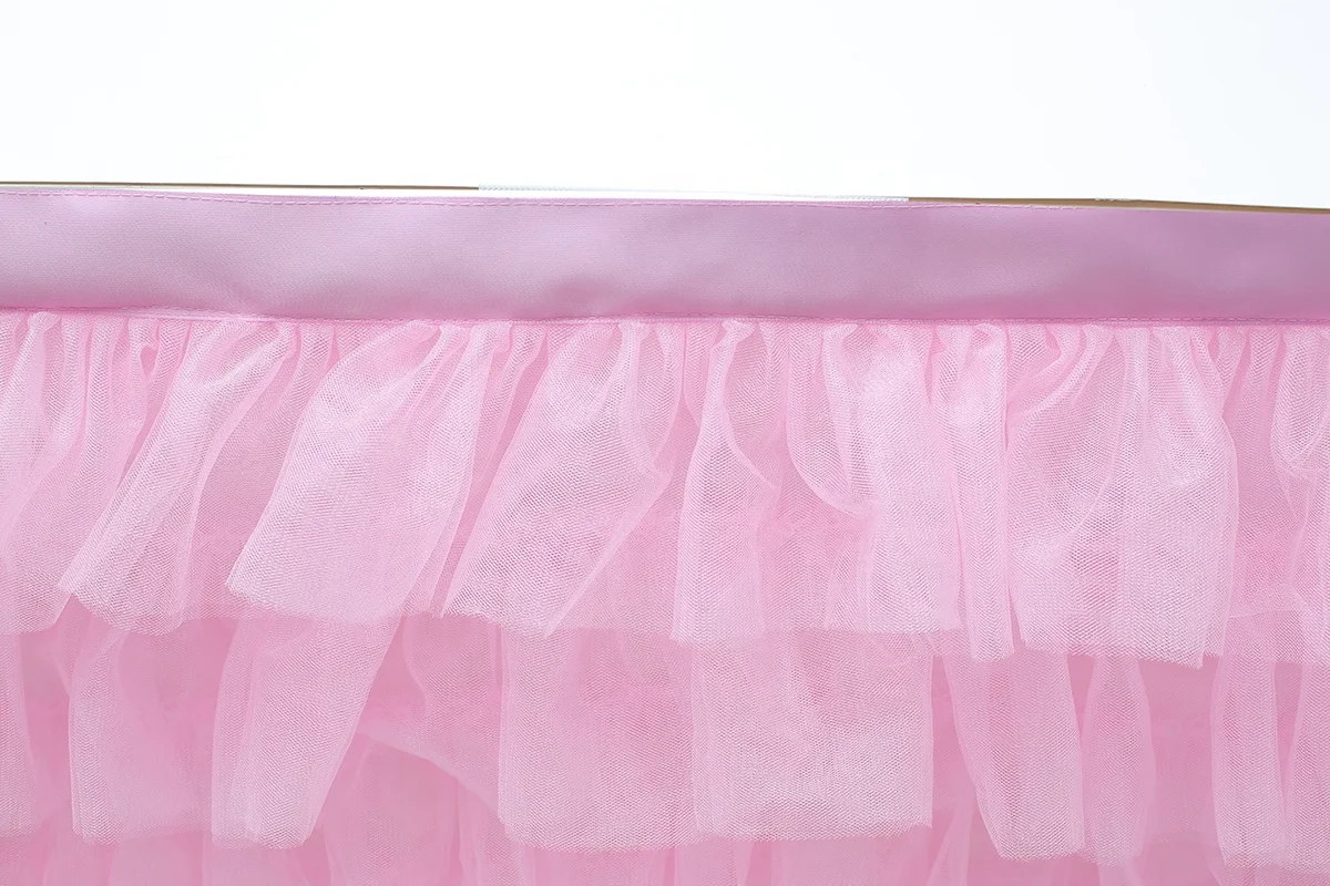  custom made pink beautiful gathered ruffled tulle table