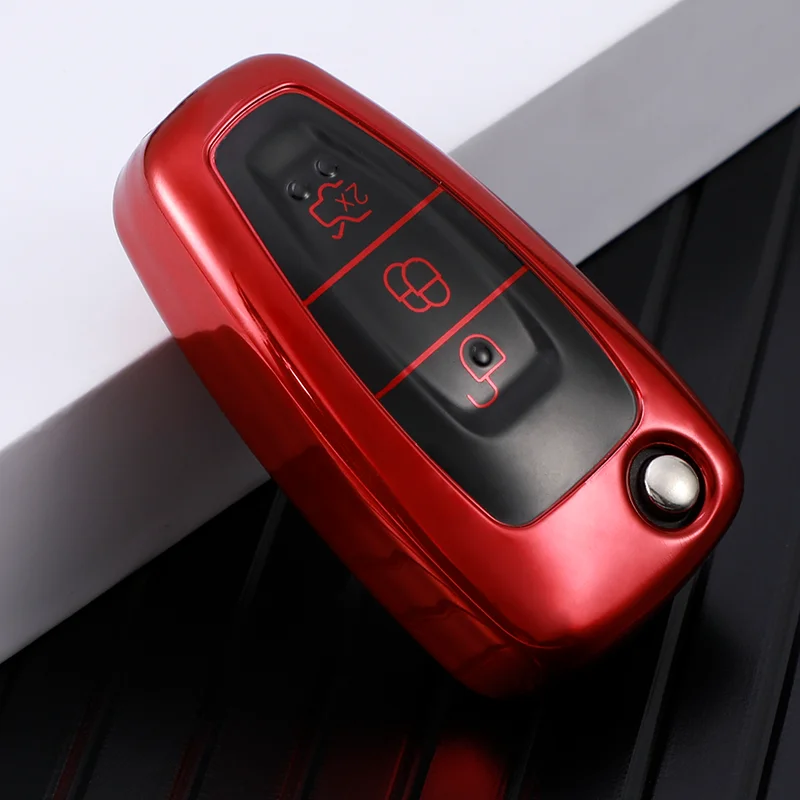 Car Key Fob Cover Case for Ford, Keyless Remote Smart Key Holder W/Keychain for Ford F150 F250,Fob Shell Protector for Mustang