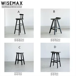 EV FURNITURE Japanese Style Restaurant Furniture Home Wood Dining Chair Solid Ash Wood Bar Stool Optional Bar Chair Design