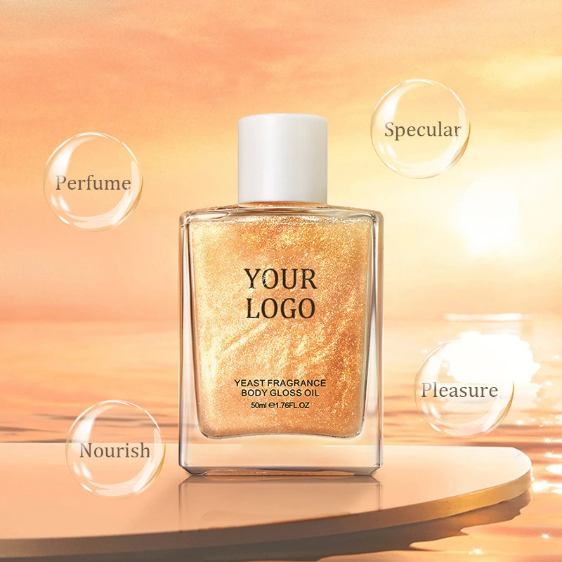 OEM Body Shimmer Private Label Vegan Body Bronze/Golden Glow Body Highlighter Nourishes Skin Shimmer Oil