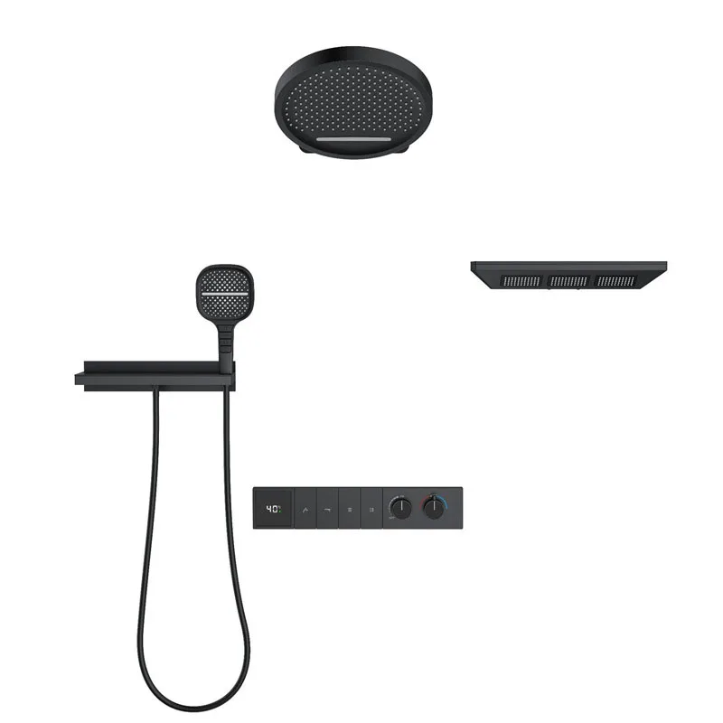 Роскошный настенный скрытый Термостатический смеситель для душа 4 способа