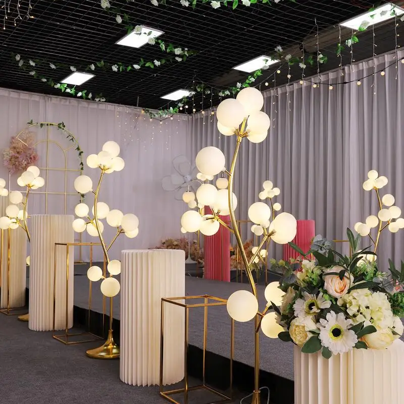 New Wedding Props Cotton Trees Street Lights Stage Displays Window Decorations Round Balls Glowing Happiness Fruit Trees