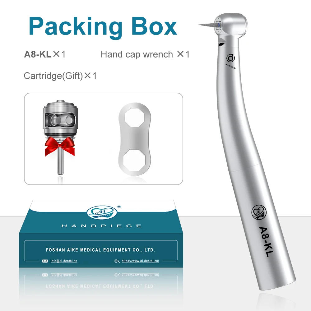 AI DENTAL AiKO Series A8-KL Optic Dental Mini Head Air Turbine High Speed Handpiece K-Coupler Inner Water Spray Stainless body