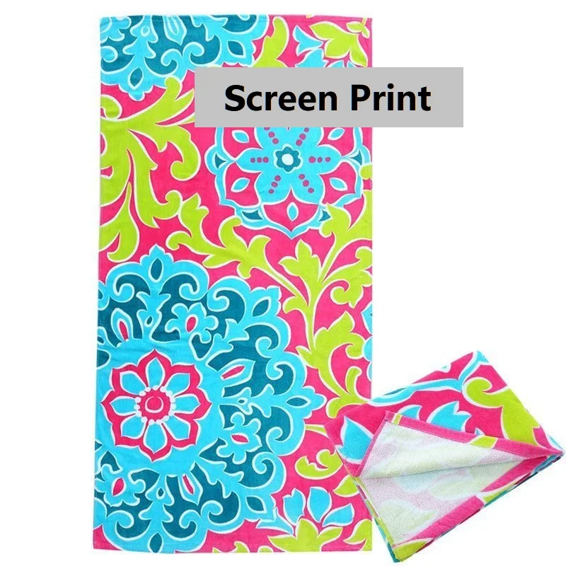 cotton terry printed beach towel